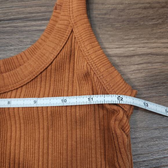 VITAMIN A Ribbed Tank Midi Dress XS‎ Brown Casual Minimalist Beach Coastal Chic - Picture 7 of 7